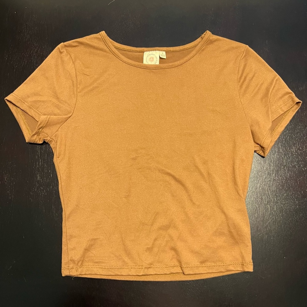 Live In The Moment Crop Shirt Women’s Size Small Orange Stretchy